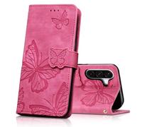 CXTcase Coque pour Samsung Galaxy A57 5G, Housse en Cuir PU Etui à Rabat,Magnétique Pochette Portefeuille Étui de Protection pour Samsung Galaxy A57 5G, Rose Rouge