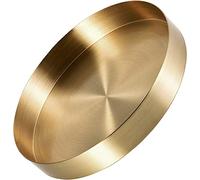 CXtech Plateaux de Rangement en Métal Doré, 22cm Plateau de Service Or Rond en Acier Inoxydable, pour Serviettes, Bijoux, Bougies, Articles de Toilette, Vaisselle de Cuisine, Boissons, Dessert