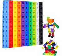 CXWFLM Lot de 100 cubes à emboîter pour l'école primaire - Blocs de mathématiques pour enfants - Pierres colorées Jouet éducatif Cadeau à partir de 3 à 8 ans pour garçons et filles