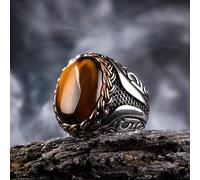 CXWK Bague Turque rétro Faite à la Main pour Hommes Vintage Double épées Anneaux en Zircon Noir Punk à la Mode Islamique Religieux Musulman Bijoux