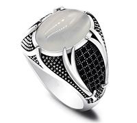 CXWK Bague Turque rétro Faite à la Main pour Hommes Vintage Double épées Anneaux en Zircon Noir Punk à la Mode Islamique Religieux Musulman Bijoux