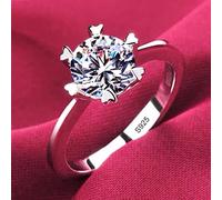 CXWK Bagues en Or Blanc pour Femmes Bague Solitaire en Diamant avec zircone Ronde Bague de Mariage Bague de fiançailles Bijoux de mariée