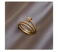 CXWK Bijoux Fantaisie Exquis 14K véritable plaqué Or Zircon Bague Femmes élégantes Ouverture Cadeau de Mariage réglable