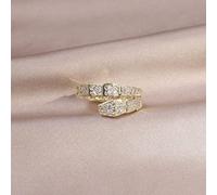 CXWK Bijoux Fantaisie Exquis 14K véritable plaqué Or Zircon Bague Femmes élégantes Ouverture Cadeau de Mariage réglable