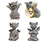 CXWLD Statue de dragon méditée - Statue de dragon zen - Décoration de jardin - Dragon Bouddha - Sculptures d'art pour extérieur et porche