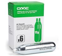 CXWXC Capsules de CO2 8 g/12 g, Capsules de CO2 de Haute pureté, boîtier en Acier, sans Huile et Anti-Fuite, système Click-Lock sans Filetage,pour appareils à Pression d'air et (12 g - 6 pièces)