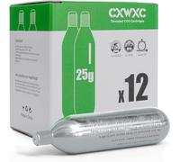 CXWXC Kit Cartouche co2 25g, Cartouches filetées CO2 de 25 g - Compatible avec Les valves Presta et Schrader (CO2-25G-12PCS)