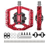CXWXC Pédales de vélo, cliquables et Plates, avec 3 roulements, en Aluminium, 9/16", pour vélo de Route, VTT, vélo de Ville (Rouge)