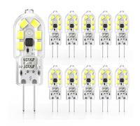 Cxyemt Ampoules LED G4 2W Équivalent à 20W Halogène Lumière Blanc Froid 6000K, AC/DC 12V, Lampe à éConomie D'éNergie, Non dimmables,Sans scintillement,Paquet De 10