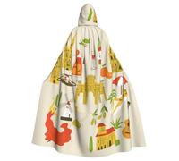 Cxzmnba Cape à capuche unisexe avec symboles de la culture européenne pour cosplay, Halloween, robe d'uniforme pleine longueur