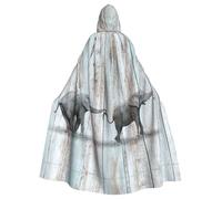Cxzmnba Cape à capuche unisexe motif éléphant art sur bois pour déguisement d'Halloween
