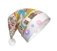 Cxzmnba Chapeau de Noël Illus LED avec carte de Rome avec monuments, unisexe et lumineux pour adultes, cadeau de vacances et de Nouvel An