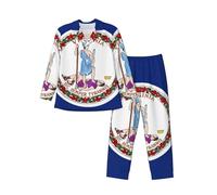 Cxzmnba Flag of Virginia Pyjama 2 pièces à manches longues pour homme, coupe décontractée, confortable, tailles S à XXL, Noir , XXL