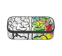 Cxzmnba Geometry Brain Image with Science Pencil Case for Boys and Girls Back to School Essential, Student Supplies, Pencil Bag, Noir , Taille unique, Organiseur de sac