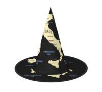 Cxzmnba Lot de 2 chapeaux de fête motif carte de l'Italie avec noms de mer, chapeau d'Halloween, accessoires de festival, déguisement et cosplay, taille unique