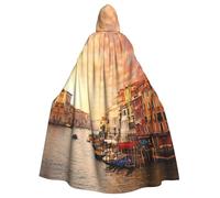 Cxzmnba Magnifique cape à capuche unisexe avec vue sur le canal de Venise pour Halloween, robe d'uniforme pleine longueur