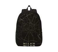 Cxzmnba Milan City Map Sac à dos avec sangle réglable, parfait pour le travail, les voyages, l'université, sac tendance, Noir , S, Classique