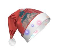 Cxzmnba Milano Cityscape Art Print Chapeau de Noël LED Unisexe Lumineux Bonnet de Père Noël pour Adultes, Vacances & Fête & Nouvel An Cadeau
