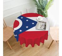 Cxzmnba Nappe ronde de 125 cm avec drapeau de l'État de l'Ohio | Nappe ronde de 152 cm - Un choix pratique pour les repas quotidiens, les repas de famille, les fêtes