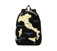 Cxzmnba Sac à dos avec motif carte de l'Italie avec noms de mer et sangle réglable, parfait pour le travail, les voyages, l'université, sac tendance, Noir , S, Classique
