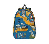 Cxzmnba Sac à dos avec sangle réglable, motif carte d'Italie avec monuments, parfait pour le travail, les voyages, l'université, sac tendance, Noir , M, Classique