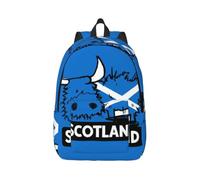 Cxzmnba Sac à dos avec sangle réglable, motif drapeau écossais et bétail des Highlands, parfait pour le travail, les voyages, l'université, sac tendance, Noir , M, Classique