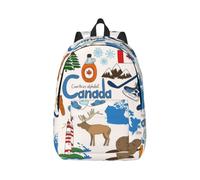 Cxzmnba Sac à dos avec sangle réglable - Symboles et icônes du Canada - Parfait pour le travail, les voyages, l'université, le sac tendance, Noir , M, Classique