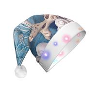 Cxzmnba Sea Shell Filet de pêche LED Chapeau de Noël Unisexe Lumineux Chapeau de Père Noël pour Adultes, Vacances et Fête & Nouvel An Cadeau