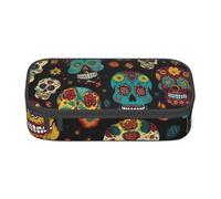 Cxzmnba Sugar and Skulls Trousse à crayons pour garçons et filles, indispensable pour la rentrée scolaire, fournitures pour étudiants, trousse à crayons, Noir , Taille unique, Organiseur de sac