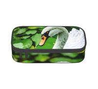 Cxzmnba Swan Trousse à crayons avec feuilles vertes pour garçons et filles, indispensable pour la rentrée scolaire, fournitures pour étudiants, trousse à crayons, Noir , Taille unique, Organiseur de