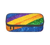 Cxzmnba Trousse à crayons à rayures arc-en-ciel pour garçons et filles, indispensable pour la rentrée scolaire, fournitures pour étudiants, trousse à crayons, Noir , Taille unique, Organiseur de sac