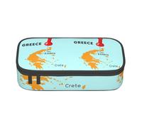 Cxzmnba Trousse à crayons avec carte de la Grèce pour garçons et filles, indispensable pour la rentrée scolaire, fournitures pour étudiants, trousse à crayons, Noir , Taille unique, Organiseur de sac