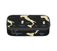 Cxzmnba Trousse à crayons avec carte de l'Italie avec noms de mer pour garçons et filles, indispensable pour la rentrée scolaire, fournitures pour étudiants, trousse à crayons, Noir , Taille unique