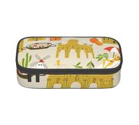 Cxzmnba Trousse à crayons avec symboles de la culture européenne pour garçons et filles, indispensable pour la rentrée scolaire, fournitures pour étudiants, trousse à crayons, Noir , Taille unique