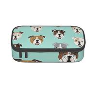 Cxzmnba Trousse à crayons avec visages de bouledogue anglais pour garçons et filles, accessoire indispensable pour la rentrée scolaire, fournitures pour étudiants, trousse à crayons, Noir , Taille