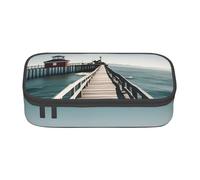 Cxzmnba Trousse à crayons Coastal Pier pour garçons et filles, indispensable pour la rentrée scolaire, fournitures pour étudiants, trousse à crayons, Noir , Taille unique, Organiseur de sac
