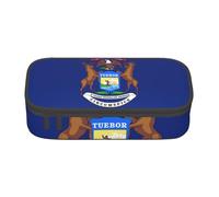 Cxzmnba Trousse à crayons drapeau de l'État du Michigan pour garçons et filles, indispensable pour la rentrée scolaire, fournitures pour étudiants, trousse à crayons, Noir , Taille unique, Organiseur