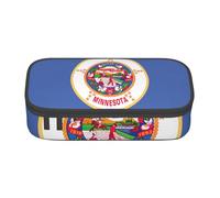 Cxzmnba Trousse à crayons drapeau de l'État du Minnesota pour garçons et filles, indispensable pour la rentrée scolaire, fournitures pour étudiants, trousse à crayons, Noir , Taille unique, Organiseur