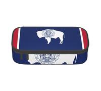 Cxzmnba Trousse à crayons drapeau de l'État du Wyoming pour garçons et filles - Essentiel pour la rentrée scolaire - Fournitures pour étudiants, Noir , Taille unique, Organiseur de sac