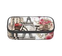 Cxzmnba Trousse à crayons Love Paris Tower Coffee Wine Perfume Bicycle Heart pour garçons et filles - Essentiel pour la rentrée scolaire - Fournitures pour étudiants, Noir , Taille unique, Organiseur