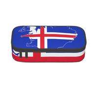 Cxzmnba Trousse à crayons motif drapeau de l'Islande pour garçons et filles, indispensable pour la rentrée scolaire, fournitures pour étudiants, trousse à crayons, Noir , Taille unique, Organiseur de