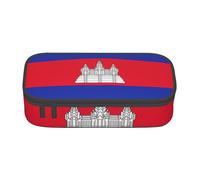 Cxzmnba Trousse à crayons motif drapeau du Cambodge pour garçons et filles, indispensable pour la rentrée scolaire, fournitures pour étudiants, trousse à crayons, Noir , Taille unique, Organiseur de