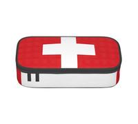 Cxzmnba Trousse à crayons motif drapeau suisse pour garçons et filles, indispensable pour la rentrée scolaire, fournitures pour étudiants, trousse à crayons, Noir , Taille unique, Organiseur de sac