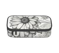 Cxzmnba Trousse à crayons motif fleur dessinée à la main pour garçons et filles, indispensable pour la rentrée scolaire, fournitures pour étudiants, trousse à crayons, Noir , Taille unique, Organiseur