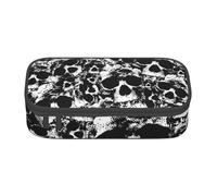 Cxzmnba Trousse à crayons noire et blanche avec tête de mort humaine pour garçons et filles, accessoire pour la rentrée scolaire, fournitures pour étudiants, trousse à crayons, Noir , Taille unique