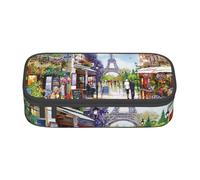 Cxzmnba Trousse à crayons Paris Street Scene Tour Eiffel pour garçons et filles - Essentiel pour la rentrée scolaire - Fournitures pour étudiants, Noir , Taille unique, Organiseur de sac