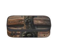 Cxzmnba Trousse à crayons rustique avec porte en bois antique pour garçons et filles, indispensable pour la rentrée scolaire, fournitures pour étudiants, trousse à crayons, Noir , Taille unique