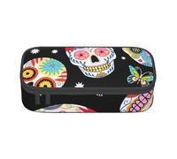 Cxzmnba Trousse à crayons Sugar Skulls pour garçons et filles, indispensable pour la rentrée scolaire, fournitures pour étudiants, trousse à crayons, Noir , Taille unique, Organiseur de sac