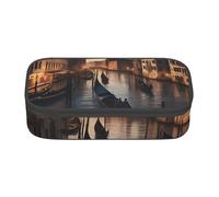 Cxzmnba Venice Night Trousse à crayons pour garçons et filles, indispensable pour la rentrée scolaire, fournitures pour étudiants, trousse à crayons, Noir , Taille unique, Organiseur de sac