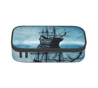 Cxzmnba Vessel on Dark Night Sea Trousse à crayons pour garçons et filles, indispensable pour la rentrée scolaire, fournitures pour étudiants, trousse à crayons, Noir , Taille unique, Organiseur de